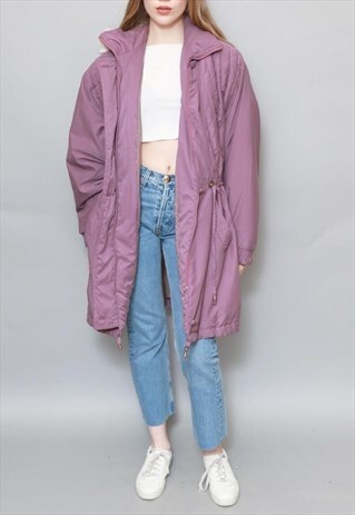 VINTAGE 1990'S MAUVE SOFT COSY PARKA COAT