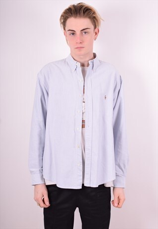 RALPH LAUREN MENS VINTAGE SHIRT LARGE BLUE 90'S