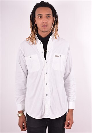 CALVIN KLEIN MENS VINTAGE SHIRT MEDIUM WHITE 90S