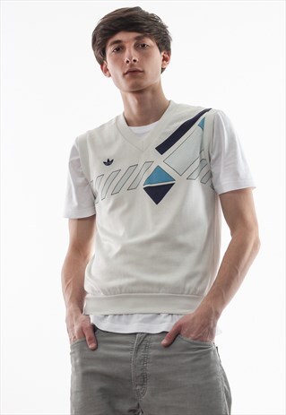 VINTAGE ADIDAS ORIGINALS IVAN LENDL ATP VEST GILET 90S WHITE