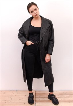 Vintage Leather Thinsulate Overcoat Coat Jacket Trench Mac