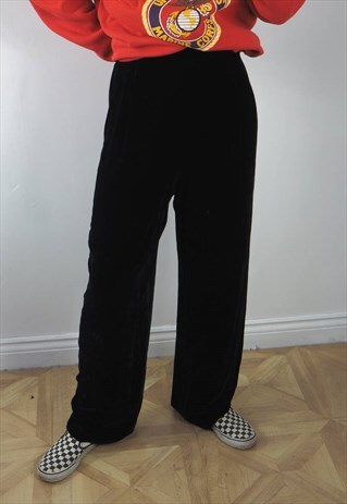 VINTAGE BLACK TWEEDS VELVET LOUNGE PANTS