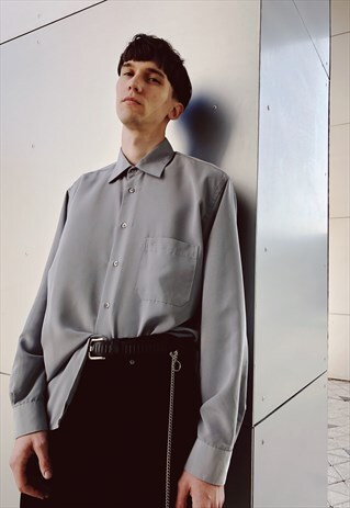 VINTAGE 90S GREY MINIMALIST LONG SLEEVE SHIRT