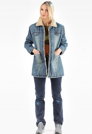 DENIM SHERPA WINTER JACKET SHEARLING COAT