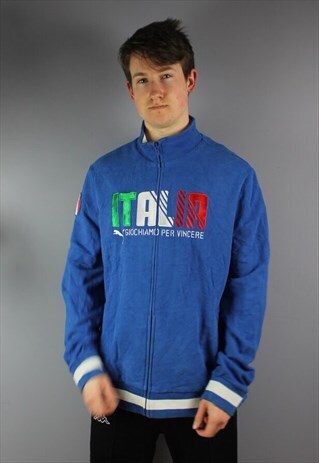 VINTAGE PUMA ITALY ZIP JACKET IN BLUE WITH EMBROIDERY