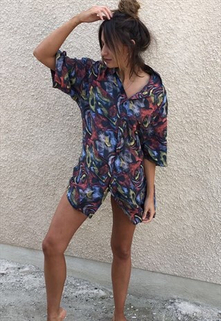 PATTERNED OVERSIZED RETRO VINTAGE UNISEX FESTIVAL SHIRT