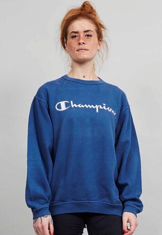 VINTAGE CHAMPION 90'S OVERSIZED BLUE SWEATER