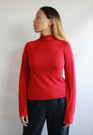 RED BURGUNDY ROLL NECK JUMPER