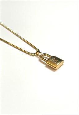 Louis Vuitton LV Logo Lock Pendant on Chain/Necklace