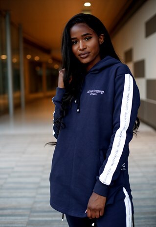 UXR STRIPE PANEL TRACKSUIT HOODIE - NAVY BLUE
