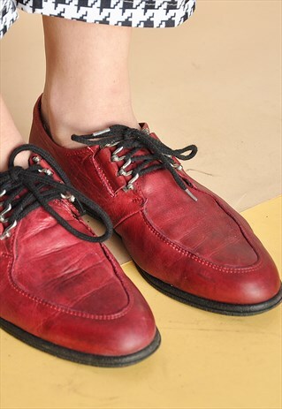 90S RED LEATHER OXFORDS