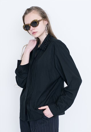 VINTAGE BLACK LONG SLEEVE RETRO SHIRT