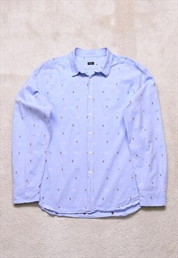 Paul Smith Lightweight Denim Hula Girl Embroidered Shirt