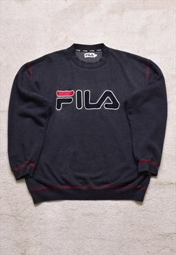 Vintage 90s OG Fila Grey Embroidered Spell Out Sweater