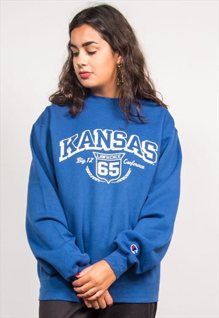 CHAMPION VINTAGE 90'S BLUE KANSAS STATE USA SWEATSHIRT