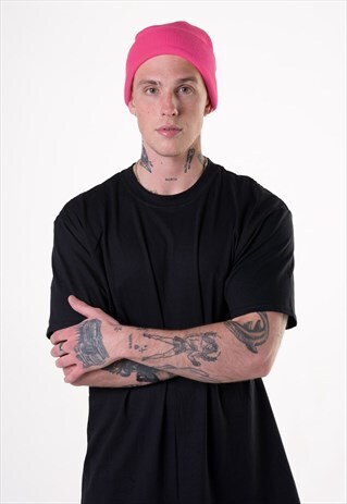 ESSENTIAL CUFFED BEANIE HAT - NEON BRIGHT PINK