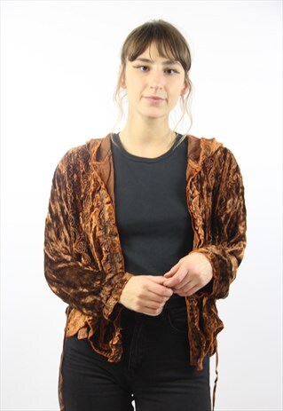 VINTAGE PATTERNED VELVET HOODED JUMPER