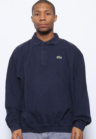 VINTAGE LACOSTE LOGO LONG SLEEVE POLO SHIRT NAVY BLUE