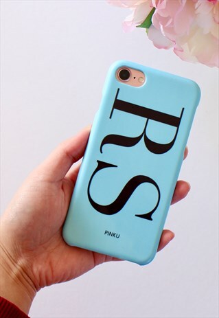 PERSONALISED LIGHT BLUE INITIALS PHONE CASE
