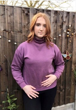 50s 60s style turtleneck pinky purple sweatshirt 