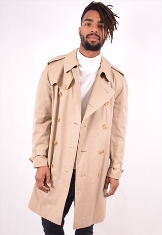BURBERRY MENS VINTAGE COAT MEDIUM BEIGE 90S