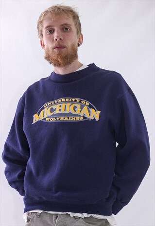 VINTAGE MENS JANSPORT MICHIGAN BIG LOGO SWEATSHIRT CREW NECK