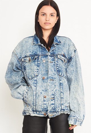 VINTAGE BLUE ACID WASHED WRANGLER DENIM JACKET
