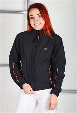 Vintage Reebok Jacket in Black Windbreaker Rain Coat UK 12