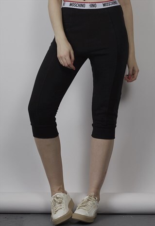 RARE VINTAGE 90'S MOSCHINO TAPE BLACK CROP JOGGERS