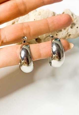 SILVER WIDE HOOP EARRINGS