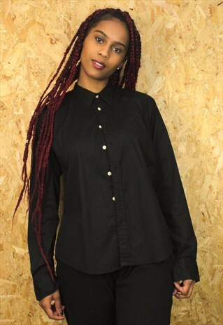 VINTAGE BLACK RALPH LAUREN SPORT PLAIN SHIRT
