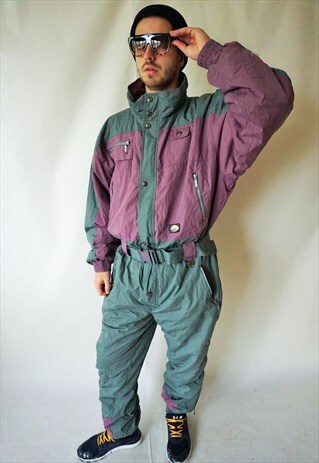 VINTAGE ONEPIECE SKIING SKI SUIT OVERALL JUMPSUIT JACKET