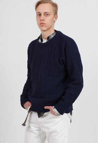 VINTAGE NAVY WRANGLER KNIT JUMPER SWEATER