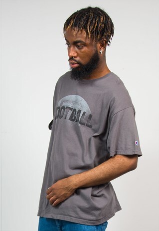CHAMPION GREY AMERICAN FOOTBALL T-SHIRT