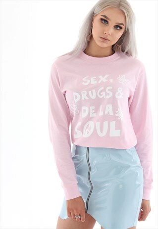 SEX, DRUGS & DE LA SOUL LONG SLEEVE PASTEL PINK TSHIRT