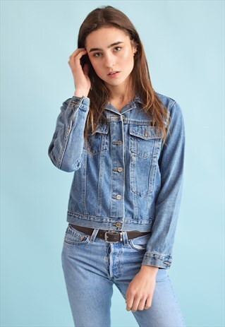 90'S RETRO STONEWASH GRUNGE DENIM TEEN JACKET TOP