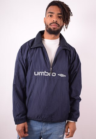 UMBRO MENS VINTAGE PULLOVER TRACKSUIT TOP MEDIUM BLUE 90S