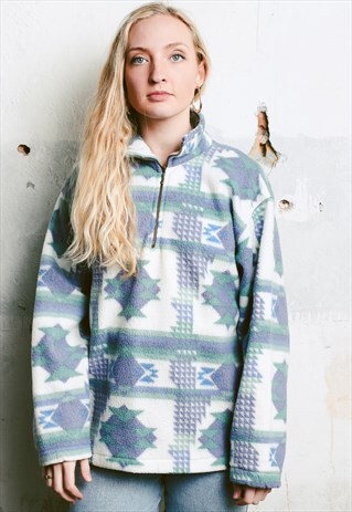 VINTAGE 80S PATTERNED FLEECE SWEATSHIRT