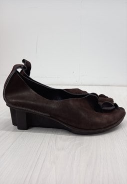 00's Trippen Shoes Heels Dark Brown Suede Leather