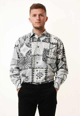 90S VINTAGE OLDSCHOOL PATTERN COTTON SHIRT 15998
