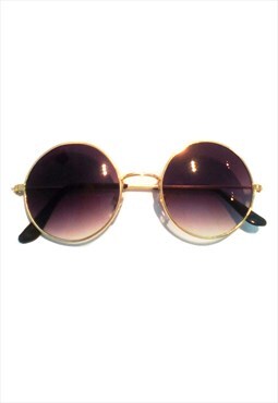  Black & Gold Round Sunglasses with Colored Frames
