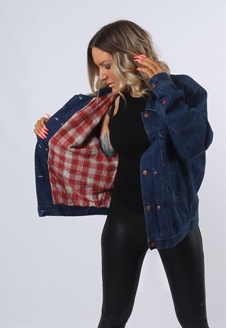 DENIM JACKET LINED FITTED OVERSIZED UK 16 (FBXI)