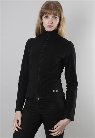 VINTAGE 90S ELLE BLACK ZIP CARDIGAN JACKET