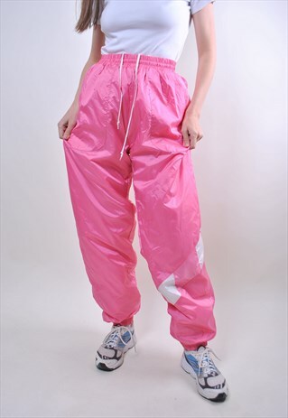 VINTAGE WOMAN TRACK SUIT PANTS, 80S PINK TRACK TROUSERS