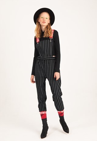 STRIPED JUMPSUIT IN BLACK