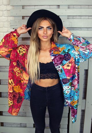 OVERSIZED PATCHWORK STYLE VINTAGE FLORAL SHIRT