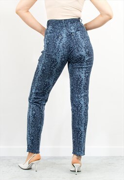 Vintage printed jeans in blue high waisted