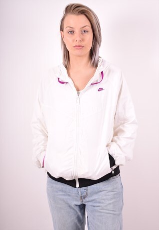 NIKE WOMENS VINTAGE HOODIE JACKET LARGE WHITE 90S