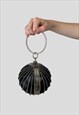 80'S VINTAGE BLACK CIRCULAR DIAMATE HAND HELD BAG