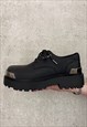 Metal plated derby shoes tractor platform gothic boots black